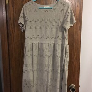 Gray Eyelet Midi Dress
